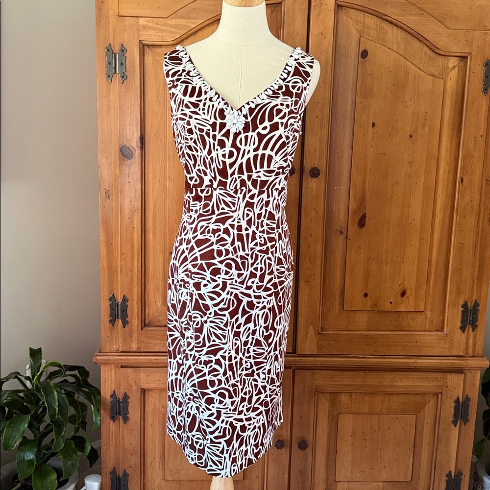 Talbots brown and white patented sun dress